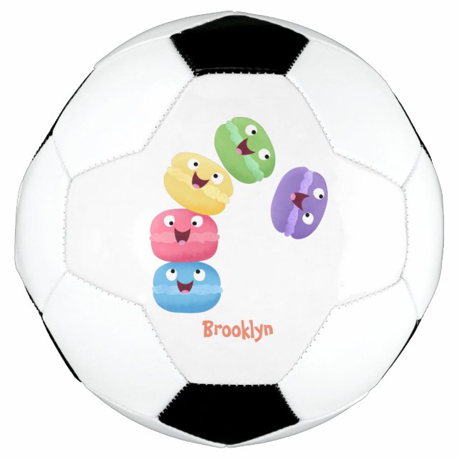 Cute funny macaroons cartoon illustration football (Front)