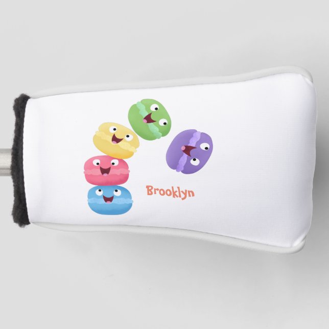 Cute funny macaroons cartoon illustration golf head cover (Front)
