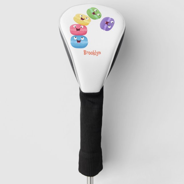 Cute funny macaroons cartoon illustration golf head cover (Front)