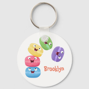 Cute funny macaroons cartoon illustration key ring