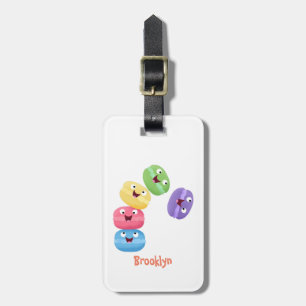 Cute funny macaroons cartoon illustration luggage tag