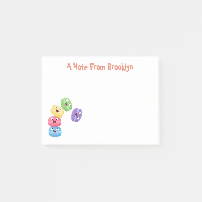 Cute funny macaroons cartoon illustration post-it notes (Front)