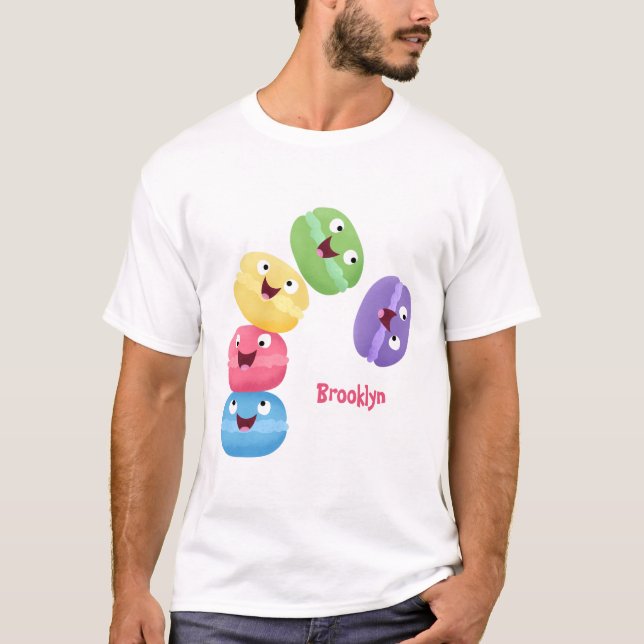 Cute funny macaroons cartoon illustration T-Shirt (Front)