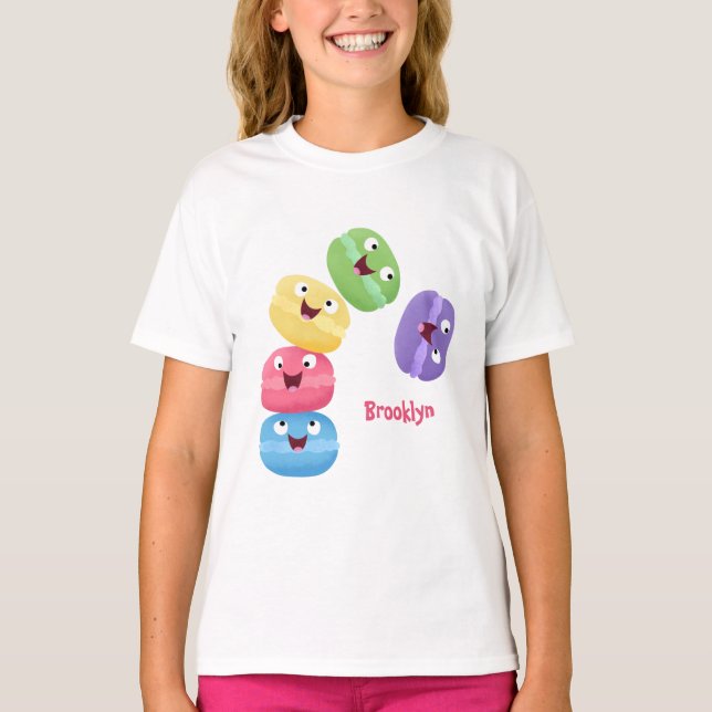 Cute funny macaroons cartoon illustration T-Shirt (Front)