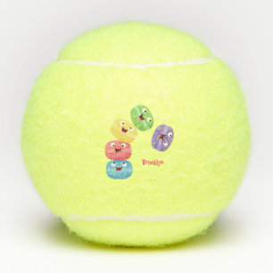 Cute funny macaroons cartoon illustration tennis balls