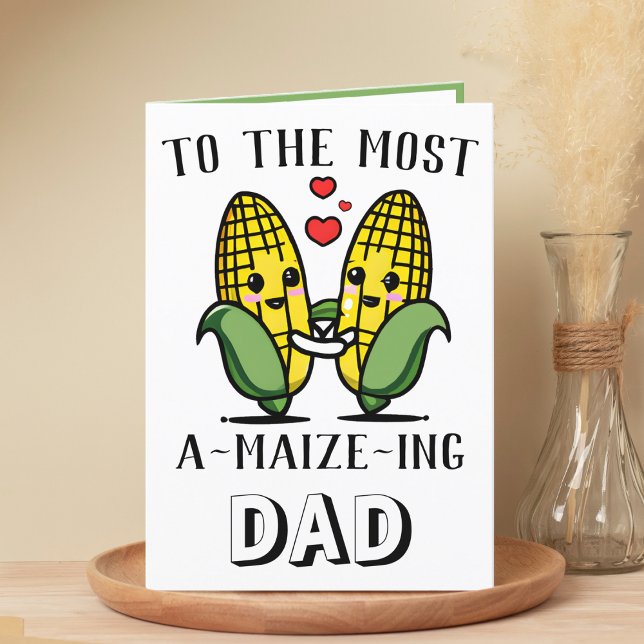 Cute Funny Maize Corn Pun Happy Father's Day Thank You Card (cute corn dad happy birthday greeting card)
