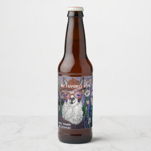 Cute Funny Mama Llama Keep Your Cool Beer Bottle Label