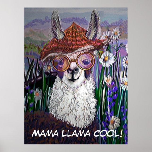 Cute Funny Mama Llama Keep Your Cool Poster (Front)