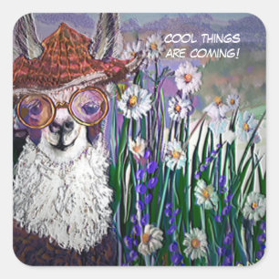 Cute Funny Mama Llama Keep Your Cool Square Sticker