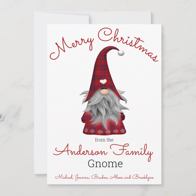 Cute Funny Merry Christmas Elf Personalised Gnome Holiday Card (Front)