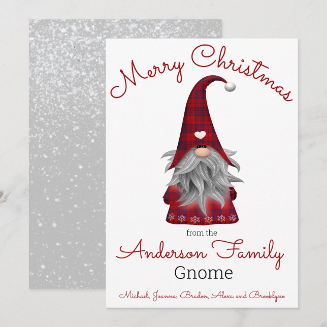 Cute Funny Merry Christmas Elf Personalised Gnome  Holiday Card (Front/Back)