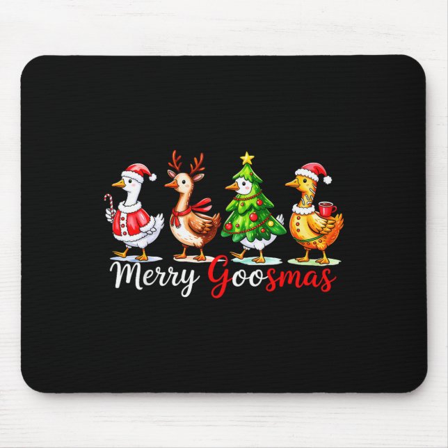 Cute Funny Merry Goosmas Silly Goose Reindeer Hot  Mouse Mat (Front)