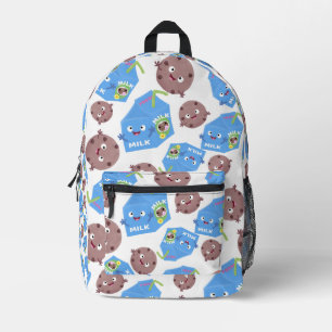 Cute funny milk cookies cartoon pattern printed backpack