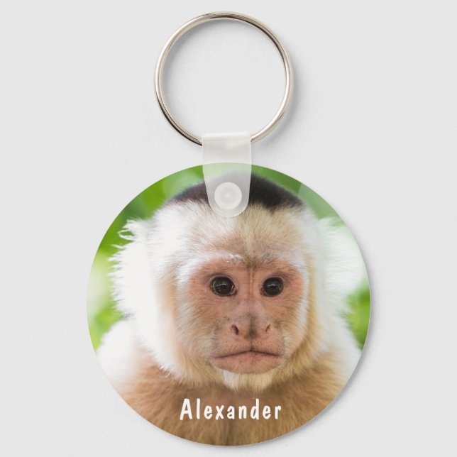 Cute & Funny Monkey Personalised Kids Name Key Ring (Front)