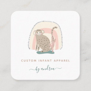 Cute Funny Monkey Rainbow Whimsical Baby Boutique  Square Business Card