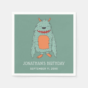 Cute funny monster. Kids boy birthday party Napkin