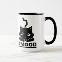Cute & Funny #MOOD Black Cat Logo Illustration