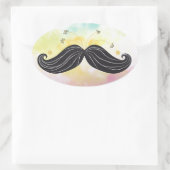 Cute Funny moustache colourful background drawn Oval Sticker (Bag)