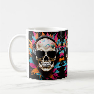 Cute funny musical skull  coffee mug
