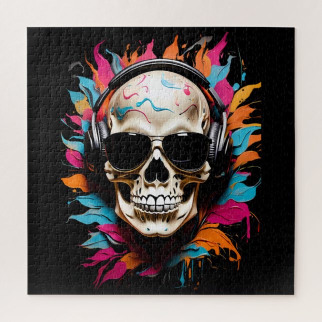 Cute funny musical skull  jigsaw puzzle (Vertical)