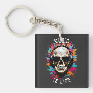 Cute funny musical skull  key ring