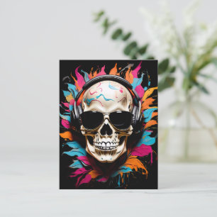 Cute funny musical skull postcard