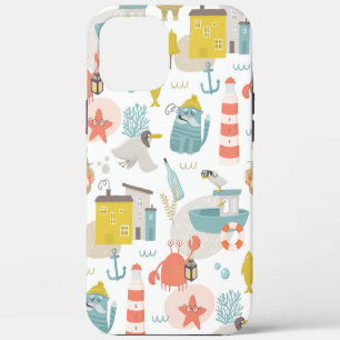 Cute funny nautical animals. Sea kids pattern iPhone 12 Pro Max Case