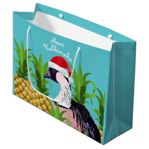 Cute & Funny Nene Kalikimaka Hawaii Christmas Pun Large Gift Bag