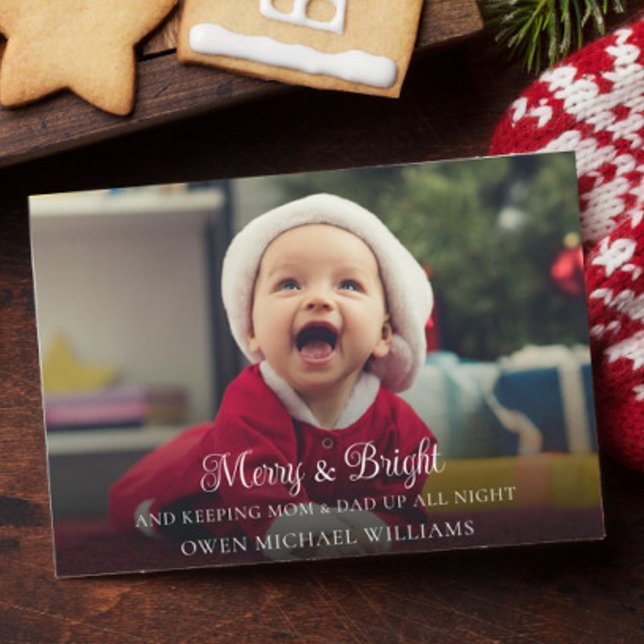 Cute Funny New Baby Christmas Birth Announcement (Creator Uploaded)