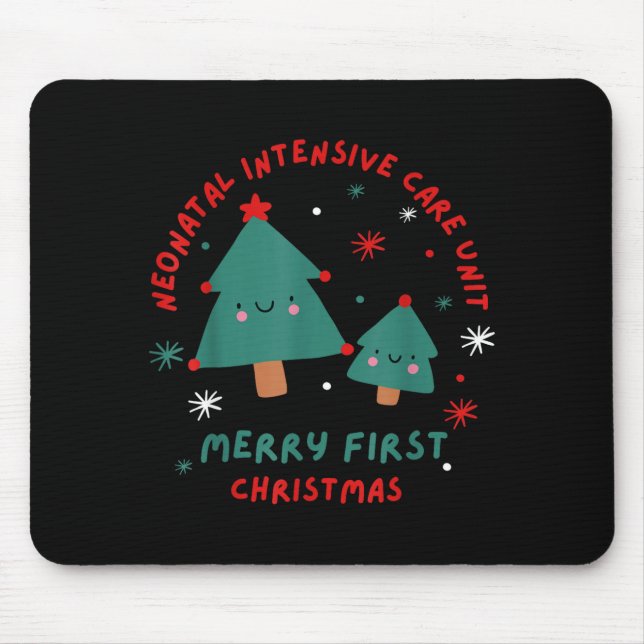 Cute Funny Nicu Merry First Christmas Nurse Crew S Mouse Mat (Front)