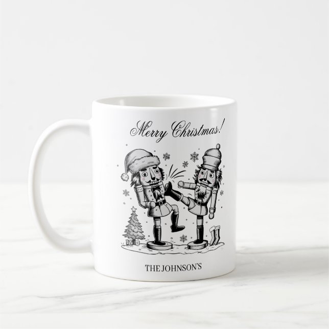 Cute funny nutcrackers Christmas personalised  Coffee Mug (Left)