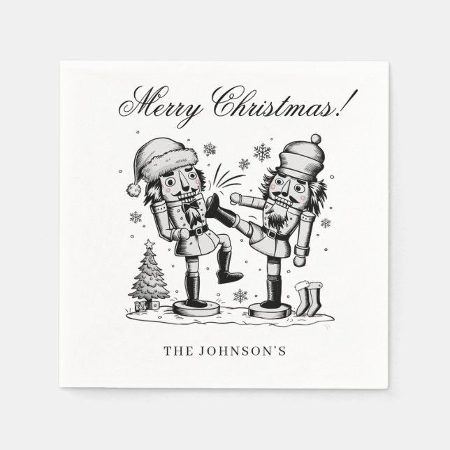 Cute funny nutcrackers Christmas personalised  Napkin (Front)