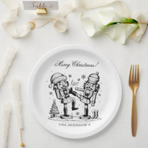 Cute funny nutcrackers Christmas personalized  Paper Plate
