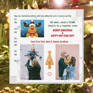 Cute Funny Oh Deer Rudolph Xmas Tree Letter Photos Holiday Card