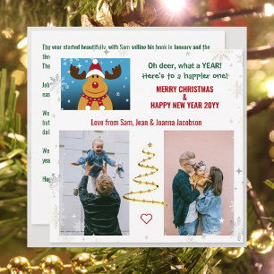 Cute Funny Oh Deer Rudolph Xmas Tree Letter Photos Holiday Card