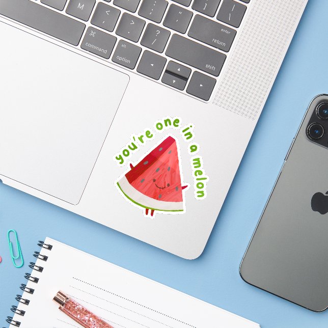 Cute Funny One in a Melon Watermelon Pun  (Laptop w/ iPhone)