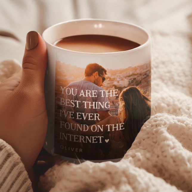 Cute Funny online dating  Couple 4 Photo Collage  Mug (Creator Uploaded)