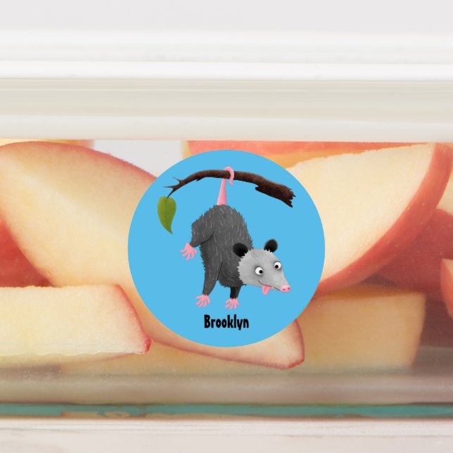 Cute funny opossum hanging personalised cartoon  (Affixed)