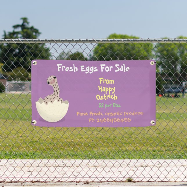 Cute funny ostrich cartoon eggs for sale sign (Insitu)