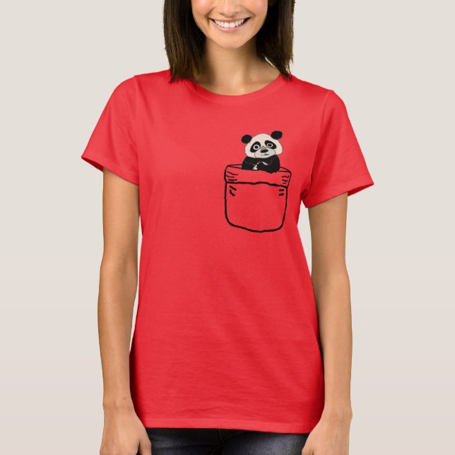 Cute Funny Panda Bear in a Pocket Shirt (Front)