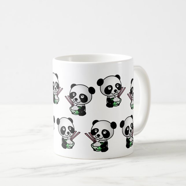 Cute Funny Panda Eating Rice Wildlife Animal Coffee Mug (Front Right)