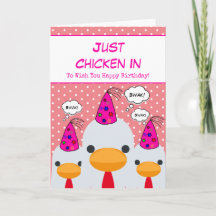 Cute Funny Peach Just Chicken In Happy Birthday