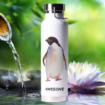 Cute Funny Penguin Water Bottle<br><div class="desc">Cute funny penguin cartoon. Text can be personalised.</div>