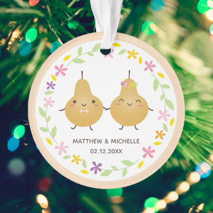 Cute Funny Perfect Pear Couple Newlyweds Memorable Ornament