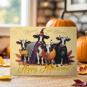 Cute Funny Personalized Retro Watercolor Halloween Card