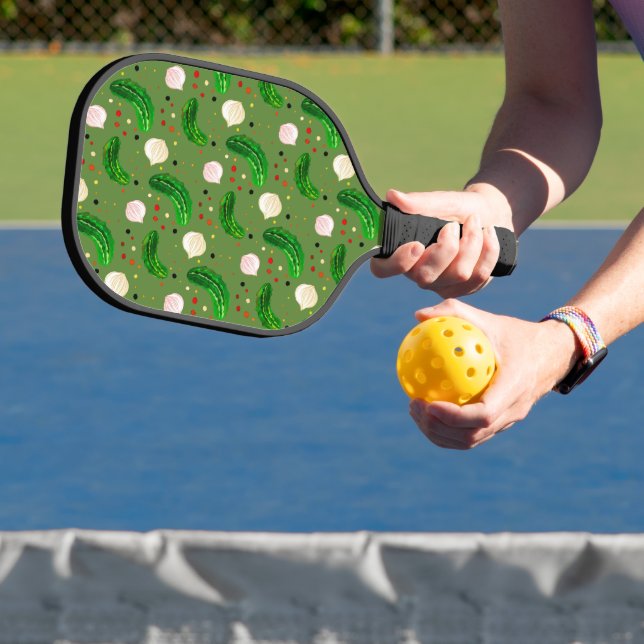    Cute Funny Pickles Pun Cool Unique Modern Green Pickleball Paddle (Insitu)