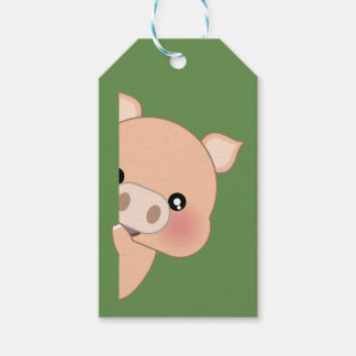 Cute funny pig riding - Peeping Gift Tags