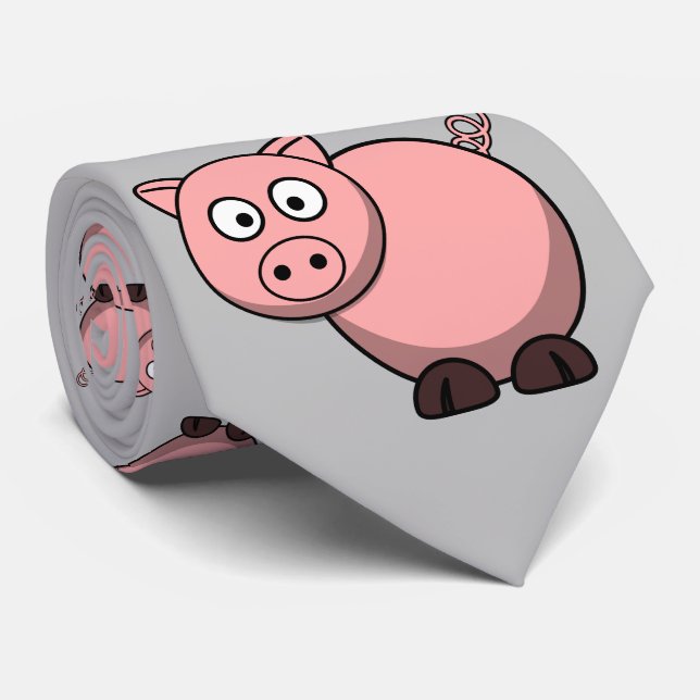 cute funny pink cartoon pig for farmers, or kids. tie (Rolled)