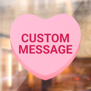 Cute funny pink custom message conversation heart window cling