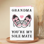 Cute Funny Pink Shoe Grandmother Happy Birthday Thank You Card<br><div class="desc">Looking for a unique way to express your love and humour to your grandparent? Our funny shoe pun greeting card is the perfect choice for your grandmother on her birthday! Customise it by adding your own personal message. Design features two pink sneakers holding hands and a pink heart. Great for...</div>